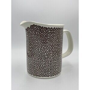 Vintage Arabia Finland FAENZA Ceramic Pitcher Brown Flowers 6" Rare!